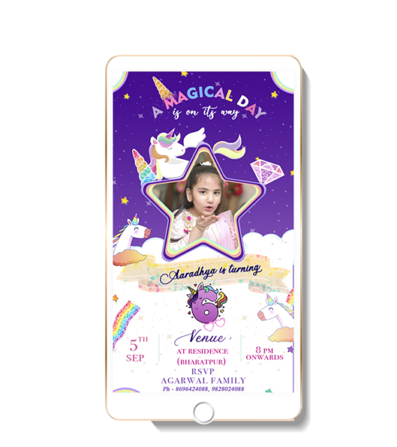 purple birthday invitation