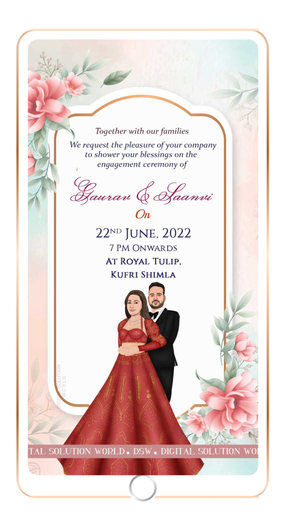Punjabi Indian traditional engagement invitation card design